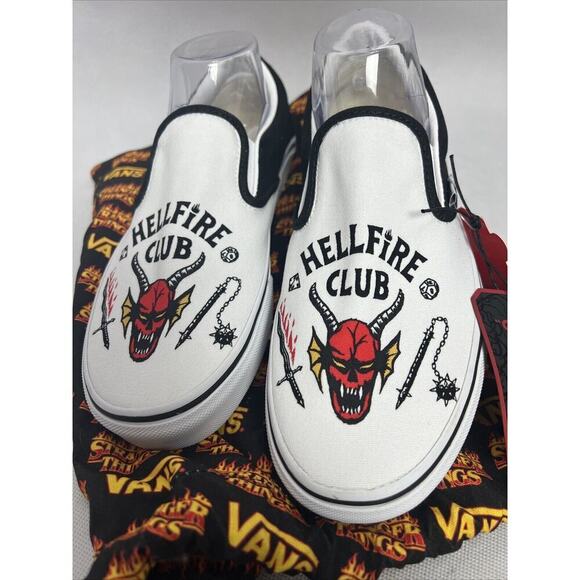 Vans Stranger Things Custom Hellfire Club Classic SlipOn Men\'s 8 Women’s 9.5 NWT main image 4